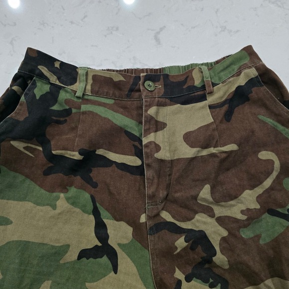 Woodland Camo Cargo Pant XL Viscose Elastic Waist Streetwear Camouflage Trousers - Picture 3 of 5